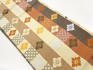 縞に花菱・古典柄模様織出し名古屋帯